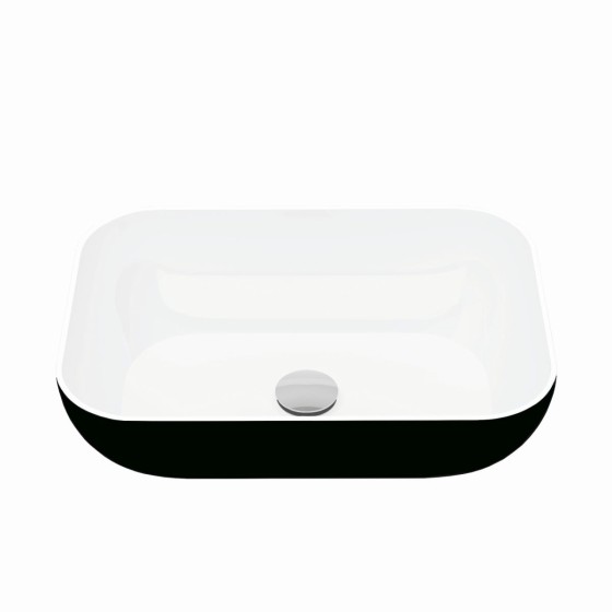 Coral 47cm Sit On Basin No Tap Hole Black/White