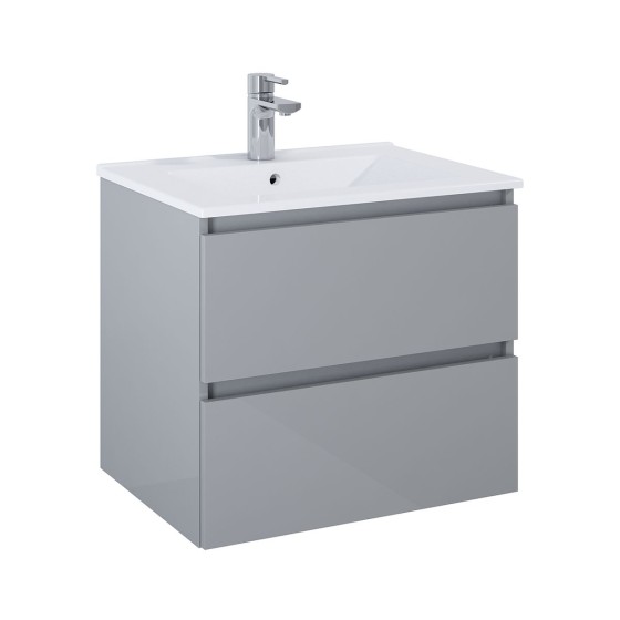 Sussex Wall Hung 60cm 2 Drawer Basin Unit Gloss Light Grey