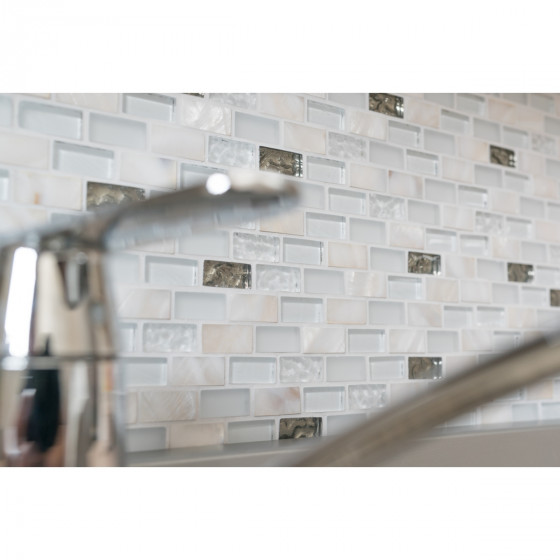 Mosaic Sheraton White Glass & Seashell Mixed Wall Tile 300x285mm