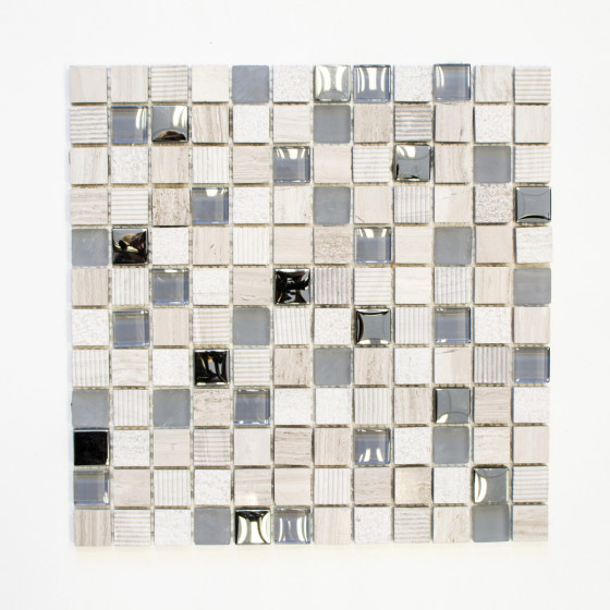 Mirage Silver Stone Mixed Mosaic Wall Tile 300x300mm