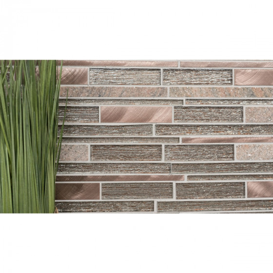 Linear Stick Mosaic Infinity Bronze Mixed Wall Tile 298x310mm
