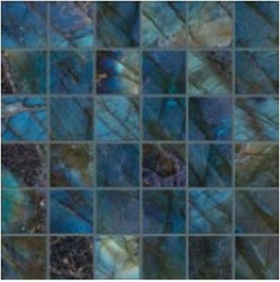 Backlit Stone Blue Square Mosaic Porcelain Wall & Floor Tile 300x300mm