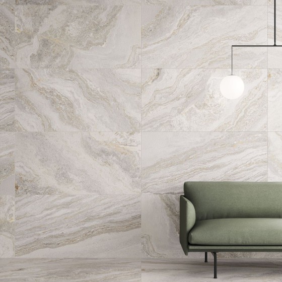 Folgate Stone Emotion White Porcelain Wall & Floor Tile 600x1200mm