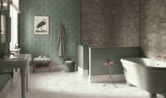 Olympia Verde Marble Porcelain Wall & Floor Tile 75x300mm