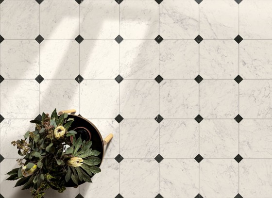 Olympia Carrara Marble Octagon Porcelain Wall & Floor Tile 300x300mm