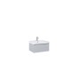 Look Wall Hung Basin Unit 60cm 1 Drawer Matt Stone with Brass Handle