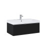 Look Wall Hung Basin Unit 80cm 1 Drawer Matt Black with Black Handle