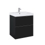 Look Wall Hung Basin Unit 100cm 2 Drawer Black Matt with Brass Handle