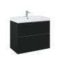 Look Wall Hung Basin Unit 80cm 2 Drawer Matt Black with Black Handles