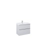 Look Wall Hung Basin Unit 80cm 2 Drawer Matt Stone with Black Handles