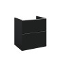 Look Wall Hung Worktop Unit 60cm 2 Drawer Matt Black with Brass Handles