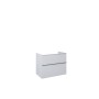 Look Wall Hung Worktop Unit 80cm 2 Drawer Matt Stone with Black Handles