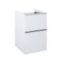 Look Wall Hung Base Unit 40cm 2 Drawer White Gloss with Brass Handles
