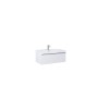 Look Wall Hung Basin Unit 80cm 1 Drawer White Gloss with Black Handle