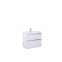 Look Wall Hung Basin Unit 80cm 2 Drawer White Gloss with Black Handles