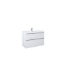 Look Wall Hung Basin Unit 100cm 2 Drawer White Gloss with Chrome Handle