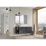 Look Wall Hung Worktop Unit 60cm 2 Drawer Anthracite Gloss with Brass Handles