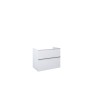 Look Wall Hung Worktop Unit 80cm 2 Drawer White Gloss with Black Handles