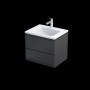 Rectory Wall Hung 2 Drawer Basin Unit 60cm Matt Black