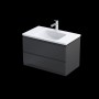 Rectory Wall Hung 2 Drawer Basin Unit 80cm Matt Black