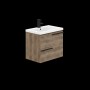 Ivy Wall Hung 60cm 2 Drawer Basin Unit Grey Nebraska Oak