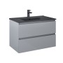 Sussex Wall Hung 80cm 2 Drawer Basin Unit Gloss Light Grey