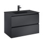 Sussex Wall Hung 80cm 2 Drawer Basin Unit Matt Black