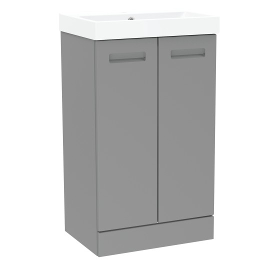 Malvern Slim 50cm Two Door Floorstanding Unit & Basin in Dust Grey