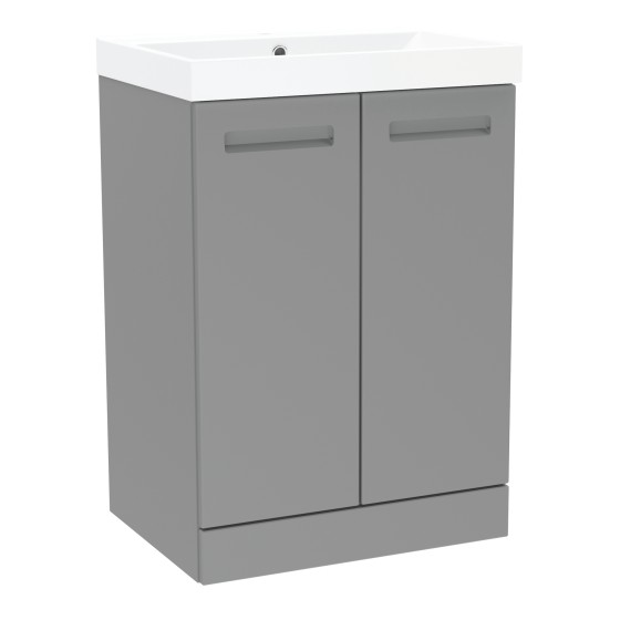 Malvern 60cm Two Door Floorstanding Unit & Basin in Dust Grey