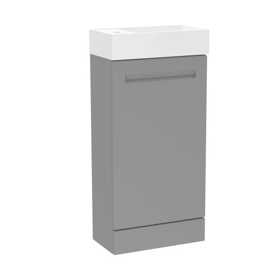 Malvern 40cm One Door Floorstanding Cloakroom Unit & Basin in Dust Grey - Left Handed