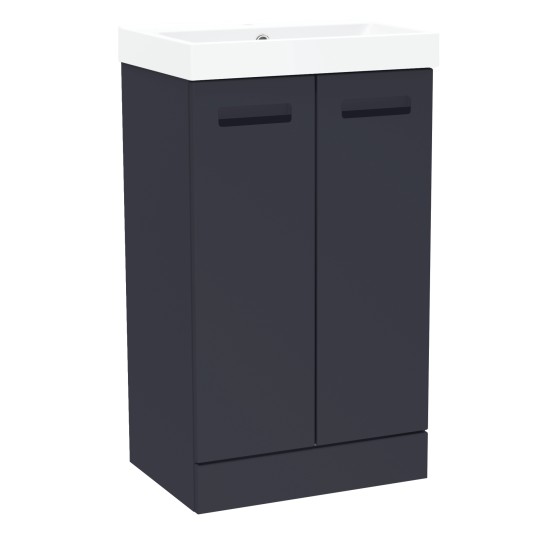 Malvern Slim 50cm Two Door Floorstanding Unit & Basin in Indigo