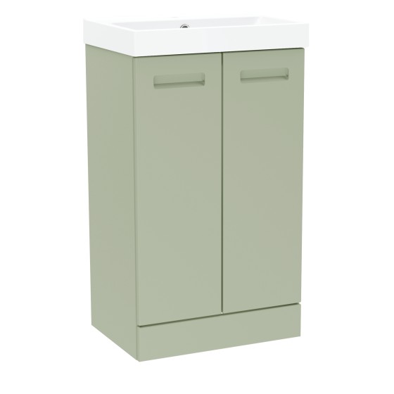 Malvern Slim 50cm Two Door Floorstanding Unit & Basin in Green