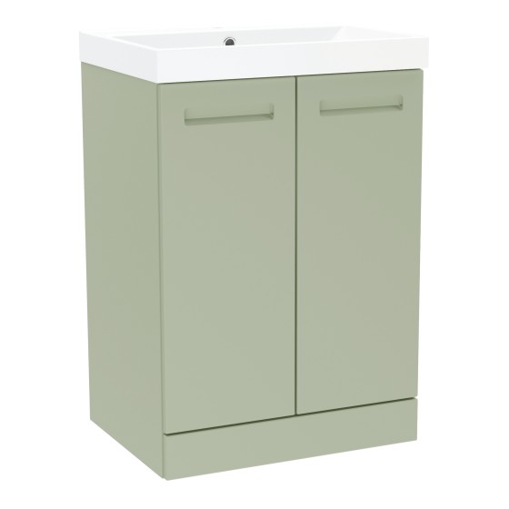 Malvern 60cm Two Door Floorstanding Unit & Basin in Green