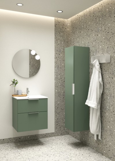Helmsley 60cm Two Drawer Wall Hung Unit & Basin in Reed Green