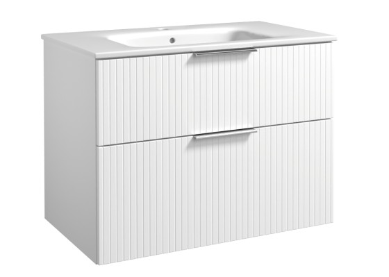 Helmsley 80cm Two Drawer Wall Hung Unit & Basin in Matt White