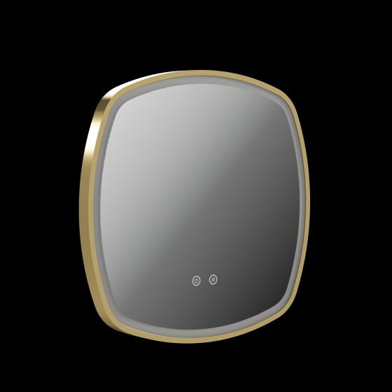 Stanway 50cm Illuminated Soft Square Mirror With Demister in Satin brass