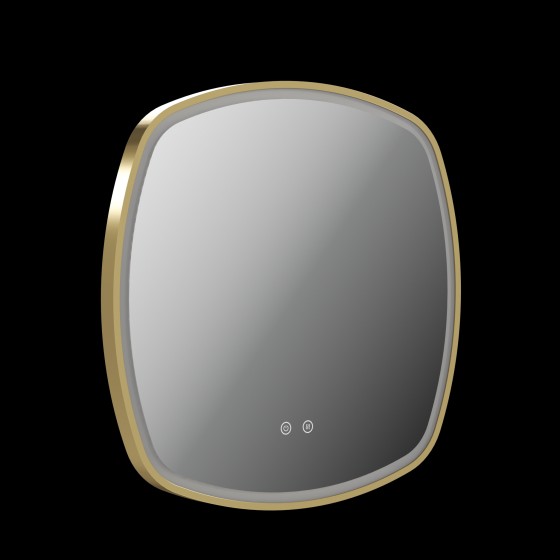 Stanway 60cm Illuminated Soft Square Mirror With Demister in Satin Brass