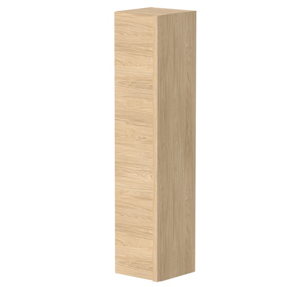 Fairford 35cm One Door Wall Hung Column Unit in Light Oak with a Solid Wood Handle