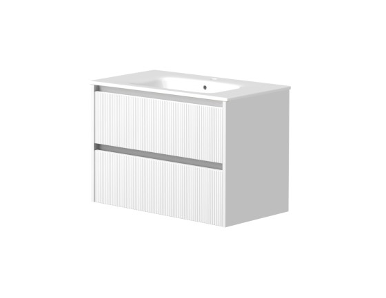 Dursley 80cm Two Drawer Wall Hung Unit & Basin in Matt White