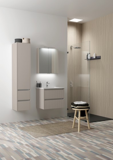 Dursley 60cm Two Drawer Wall Hung Unit & Basin in Cashmere
