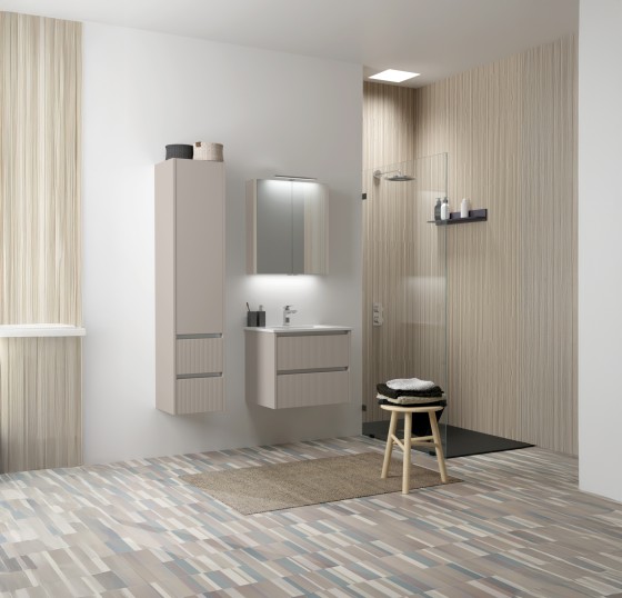 Dursley 60cm Two Drawer Wall Hung Unit & Basin in Cashmere