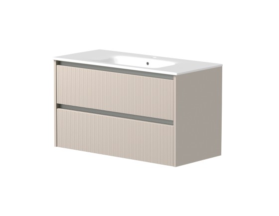Dursley 100cm Two Drawer Wall Hung Unit & Basin in Cashmere