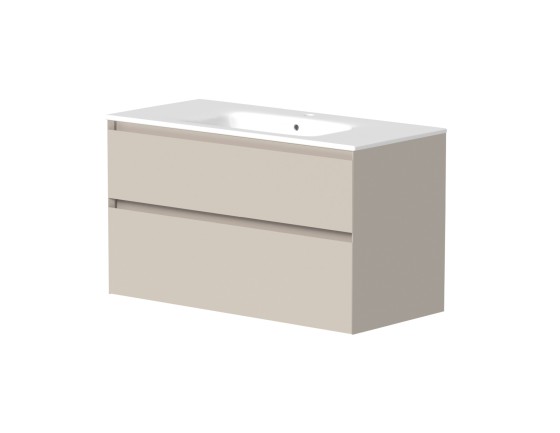 Ashbury 100cm Two Drawer Wall Hung Unit  & Basin in Cashmere