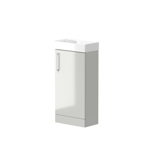 Esher 40cm One Door Floorstanding Cloakroom Unit & Basin in Gloss Grey