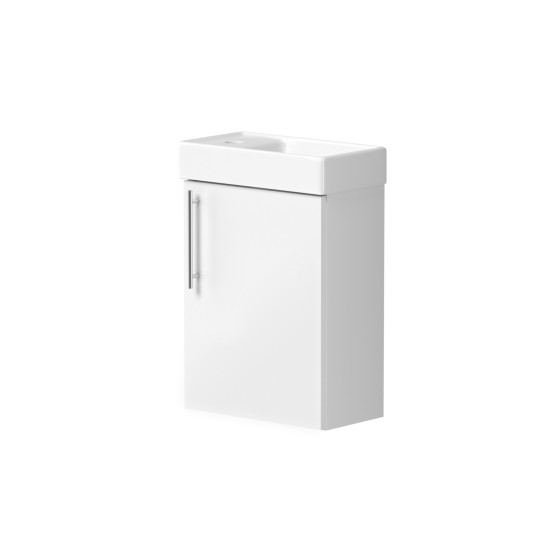 Esher 40cm One Door Wall Hung Cloakroom Unit & Basin in White Gloss
