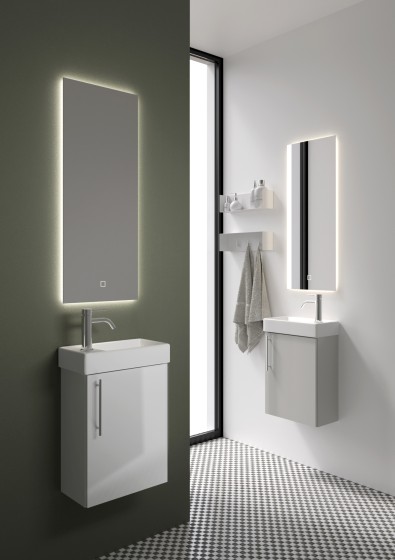 Esher 40cm One Door Wall Hung Cloakroom Unit & Basin in Gloss Grey