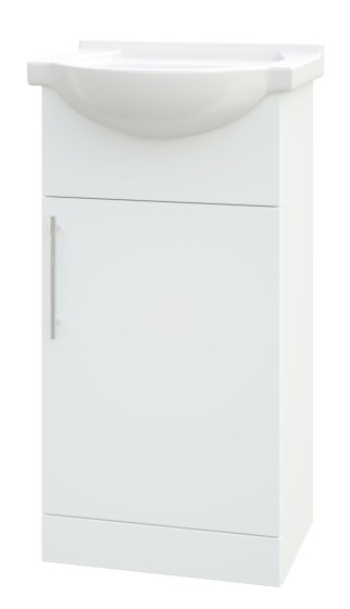 Sense II 45cm One Door Floorstanding Unit & Basin in White Gloss