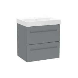 Malvern Slim 50cm Mid Grey Two Drawer Wall Hung Unit & Basin 