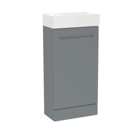 Malvern 40cm Mid Grey One Door Floorstanding Cloakroom Unit & Basin - Right Handed
