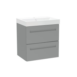 Malvern Slim 50cm Dust Grey Two Drawer Wall Hung Unit & Basin 